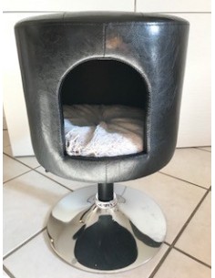 Pouf sur pied similicuir Gwen noir 2