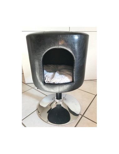 Pouf sur pied similicuir Gwen noir