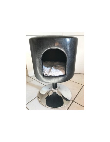 Pouf sur pied similicuir Gwen noir