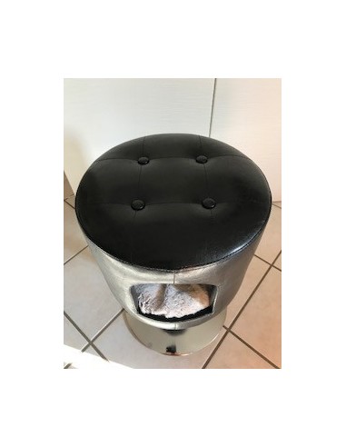 Pouf sur pied similicuir Gwen noir