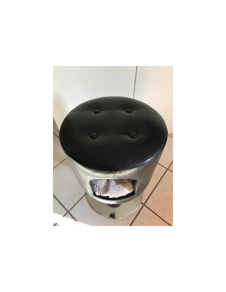 Pouf sur pied similicuir Gwen noir