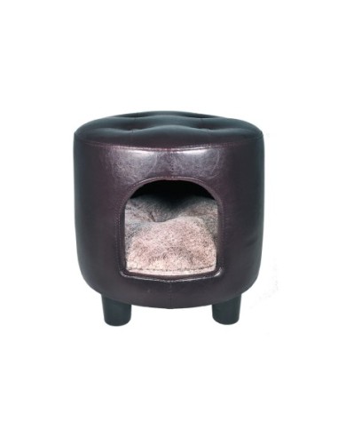 Pouf similicuir Gwen brun