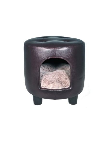 Pouf similicuir Gwen brun