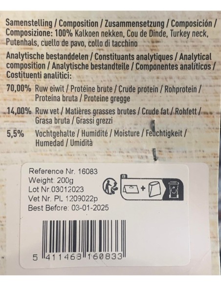 Cou de dinde 200g - friandises naturelles pour chien