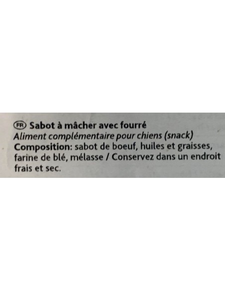 Sabot de veau fourré à la graisse de mouton - friandise à mâcher - Vrac vendu à l'unité