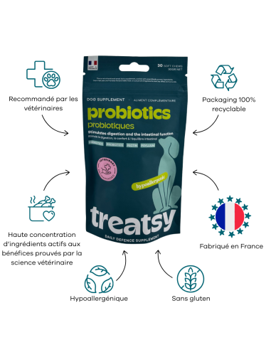 Treatsy Daily Defence Probiotiques pour Chien - 30 bouchées