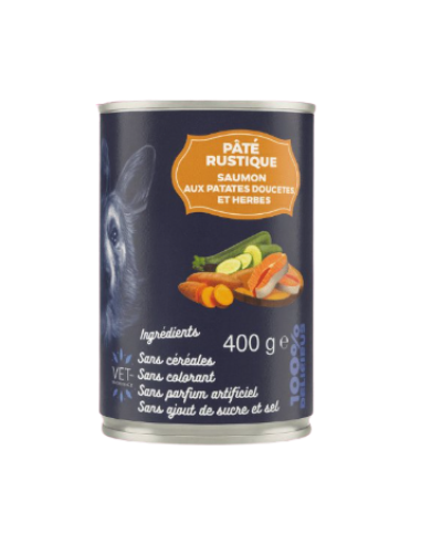 Pâtée Rustique chiens au Saumon et à la courgette