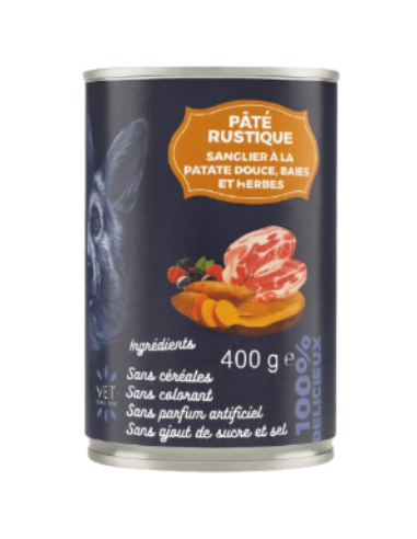 Pâtée Rustique chiens Sanglier et Patate douce