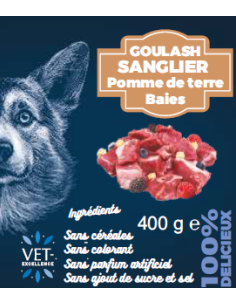 Pâtée style goulash sanglier, pommes de terre et baies