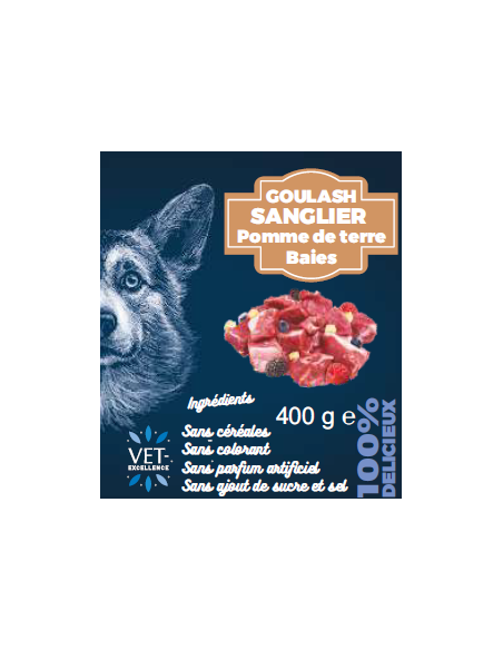 Pâtée style goulash sanglier, pommes de terre et baies