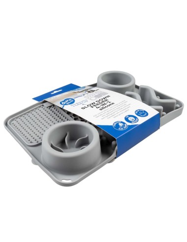 Bol anti glouton 4 en 1 Gris - tapis de léchage