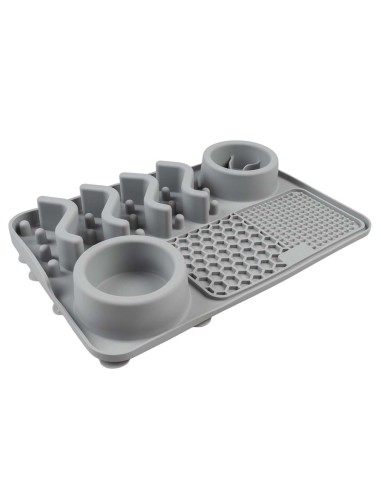 Bol anti glouton 4 en 1 Gris - tapis de léchage