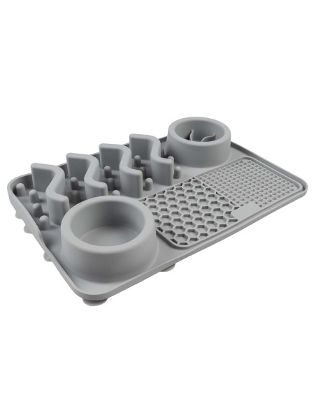 Bol anti glouton 4 en 1 Gris - tapis de léchage