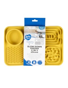 Bol anti-glouton 3-en-1 Jaune - tapis de léchage