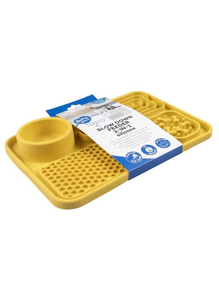 Bol anti-glouton 3-en-1 Jaune - tapis de léchage