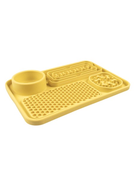 Bol anti-glouton 3-en-1 Jaune - tapis de léchage