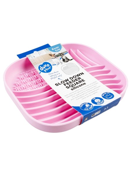 Bol  / gamelle de léchageanti-glouton carré Rose