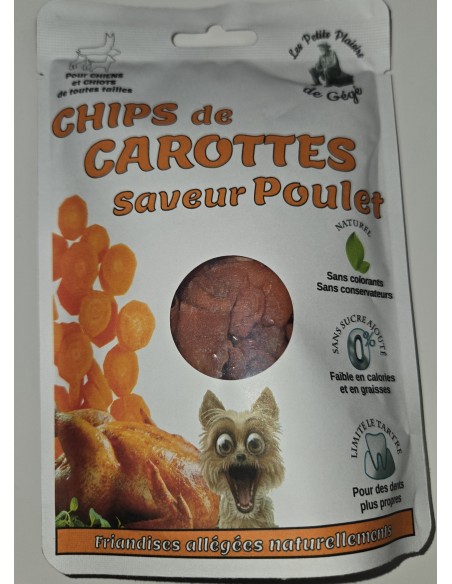 Chips de carottes saveur poulet 45g - friandises pour chiens