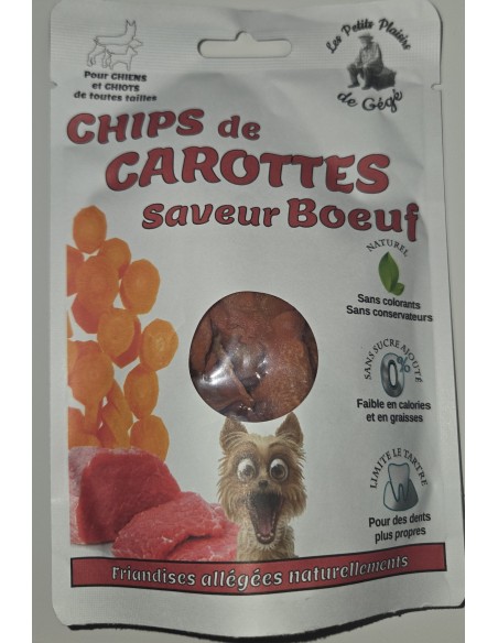 Chips de carottes saveur bœuf 45g - friandises pour chiens