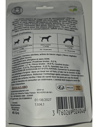 Chips de carottes saveur bacon 45g - friandises pour chiens