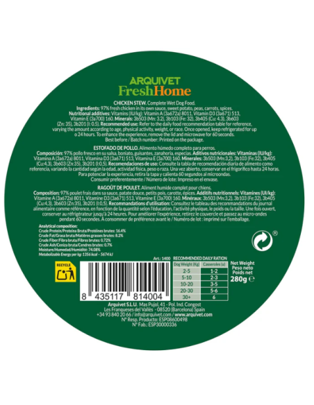 Ragoût de poulet / FreshHome - Aliment complet humide pour chien