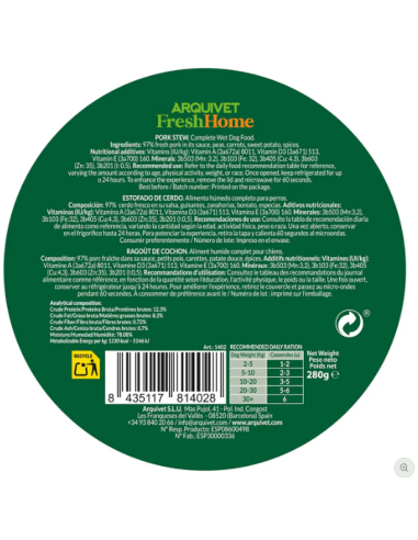 Ragoût de porc / FreshHome - Aliment complet humide pour chien