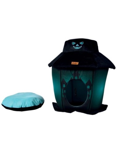 Manoir hanté noir fluorescent pour chat