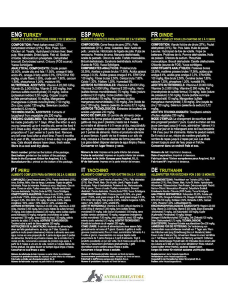 Croquettes arquivet super premium dinde fraîche pour chatons 2–12 mois 1,5 kg