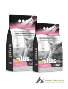 CatFun+ Litière pour Chat Agglomérante Naturelle – Poudre de Bébé, Bentonite de Calcium, 400 % Absorption, 99 % Sans Poussière –