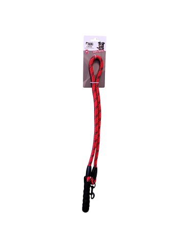Laisse rouge en nylon rond - poignée confort 120cm*11mm - pour chien