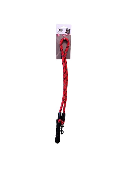 Laisse rouge en nylon rond - poignée confort 120cm*11mm - pour chien