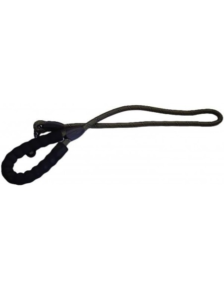 Laisse kaki en nylon rond - poignée confort 120cm*11mm - pour chien