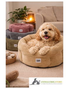 Panier rond antidérapant en velours pour chien et chat – Mon Ami Luki 🐾