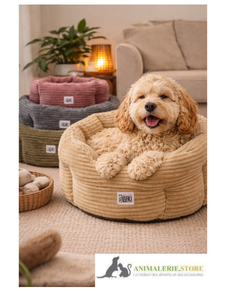 Panier rond antidérapant en velours pour chien et chat – Mon Ami Luki 🐾
