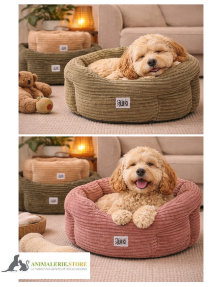 Panier rond antidérapant en velours pour chien et chat – Mon Ami Luki 🐾