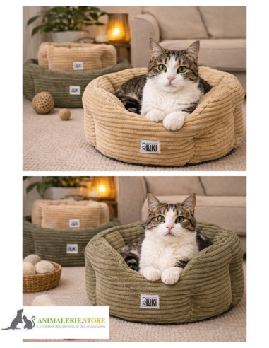 Panier rond antidérapant en velours pour chien et chat – Mon Ami Luki 🐾