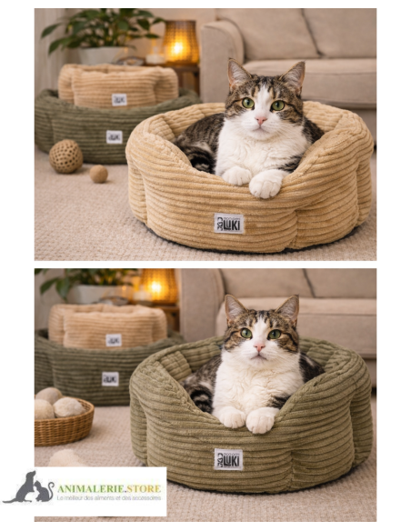 Panier rond antidérapant en velours pour chien et chat – Mon Ami Luki 🐾
