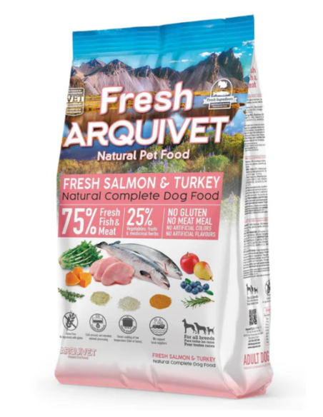 Fresh Arquivet 🐟🦃 – Nourriture Semi-Humide au Saumon Frais et à la Dinde pour Chiens Adultes 🐶 | Naturel & Savoureux 🌿