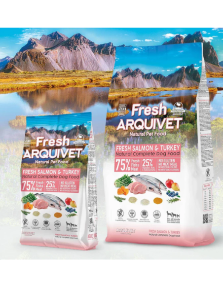 Fresh Arquivet 🐟🦃 – Nourriture Semi-Humide au Saumon Frais et à la Dinde pour Chiens Adultes 🐶 | Naturel & Savoureux 🌿