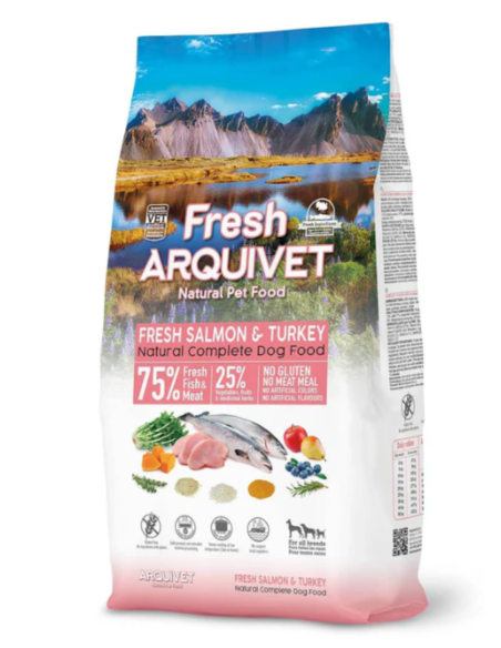 Fresh Arquivet 🐟🦃 – Nourriture Semi-Humide au Saumon Frais et à la Dinde pour Chiens Adultes 🐶 | Naturel & Savoureux 🌿