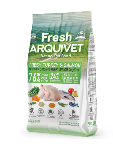 Fresh Arquivet 🦃🐟 – Nourriture Semi-Humide à la Dinde et au Saumon pour Chiots 🐶 | Croissance & Saveur 🌿