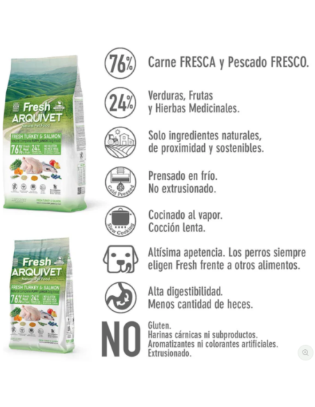 Fresh Arquivet 🦃🐟 – Nourriture Semi-Humide à la Dinde et au Saumon pour Chiots 🐶 | Croissance & Saveur 🌿