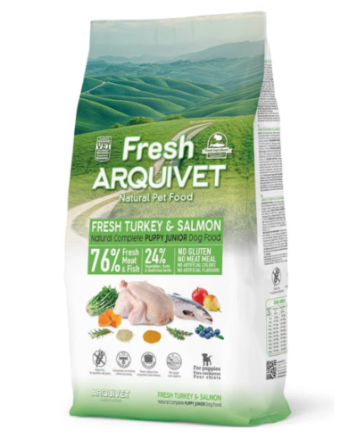 Fresh Arquivet 🦃🐟 – Nourriture Semi-Humide à la Dinde et au Saumon pour Chiots 🐶 | Croissance & Saveur 🌿