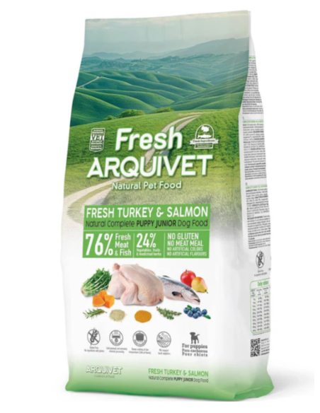 Fresh Arquivet 🦃🐟 – Nourriture Semi-Humide à la Dinde et au Saumon pour Chiots 🐶 | Croissance & Saveur 🌿