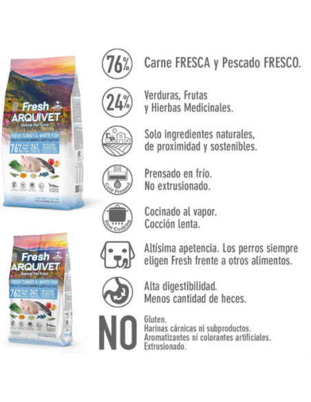 Fresh Arquivet – Nourriture Semi-Humide Légère à la Dinde et au Corégone pour Chiens Seniors ou en Surpoids 🐶 | Santé & Saveur