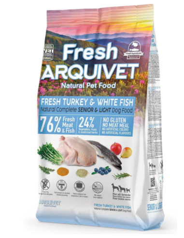 Fresh Arquivet – Nourriture Semi-Humide Légère à la Dinde et au Corégone pour Chiens Seniors ou en Surpoids 🐶 | Santé & Saveur