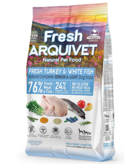 Fresh Arquivet – Nourriture Semi-Humide Légère à la Dinde et au Corégone pour Chiens Seniors ou en Surpoids 🐶 | Santé & Saveur