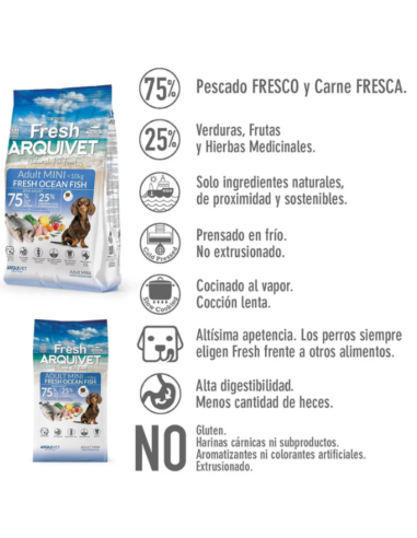 Nourriture semi-humide ARQUIVET chien petite race au poisson frais 🐶🐟