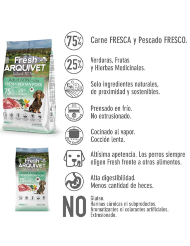 Nourriture semi-humide ARQUIVET chien petite race au porc ibérique frais 🐶🥩