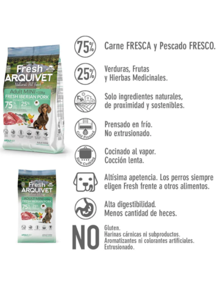 Nourriture semi-humide ARQUIVET chien petite race au porc ibérique frais 🐶🥩